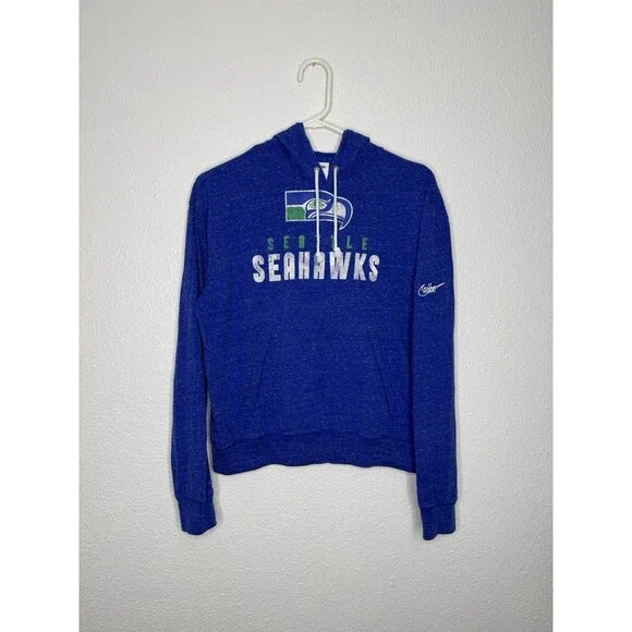 Women's Nike Royal Seattle Seahawks Rewind Gym Vintage LW Pullover Hoodie Size L - Picture 1 of 16